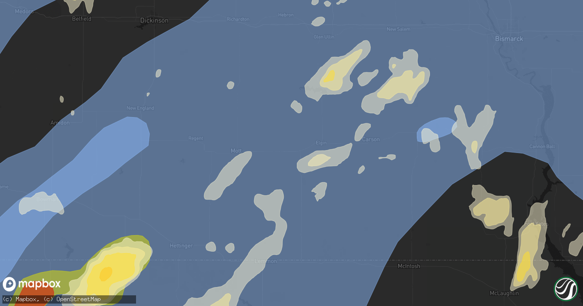 Hail map in New Leipzig, ND on June 27, 2026