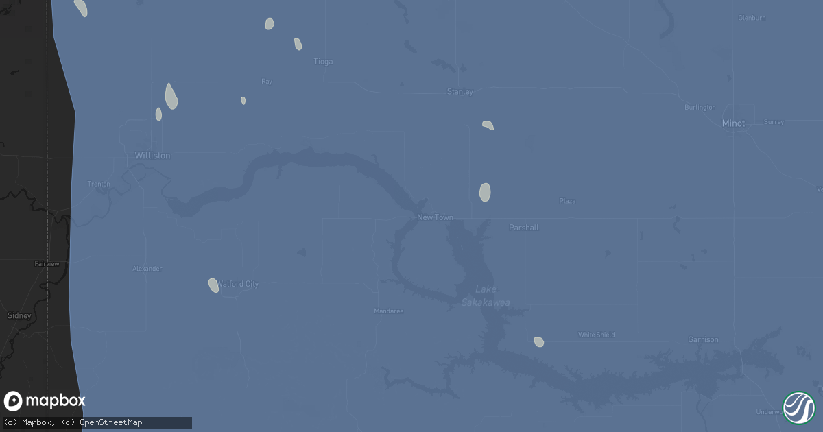 Hail map in New Town, ND on June 27, 2026