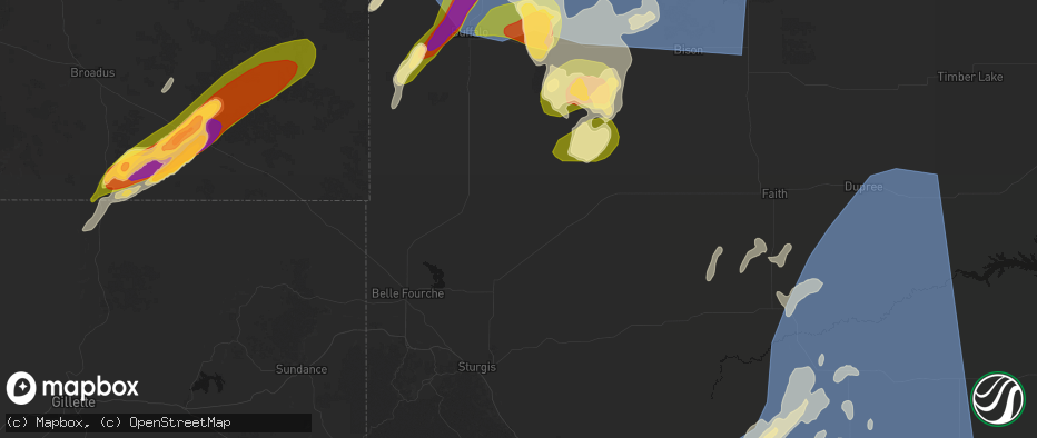 Hail map in Newell, SD on June 27, 2026