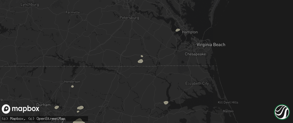 Hail map in Newsoms, VA on June 27, 2026