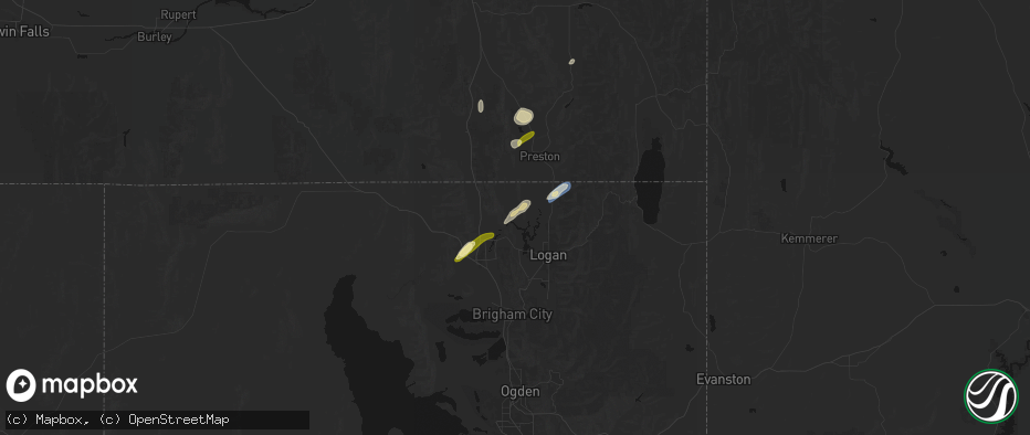 Hail map in Newton, UT on June 27, 2026
