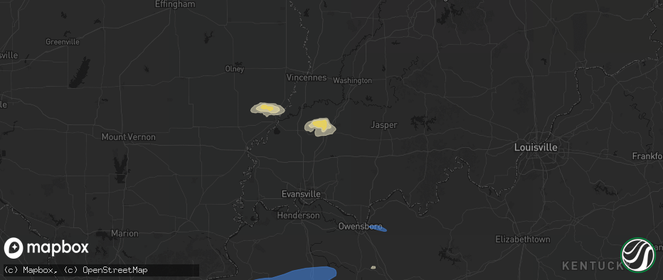Hail map in Oakland City, IN on June 27, 2026