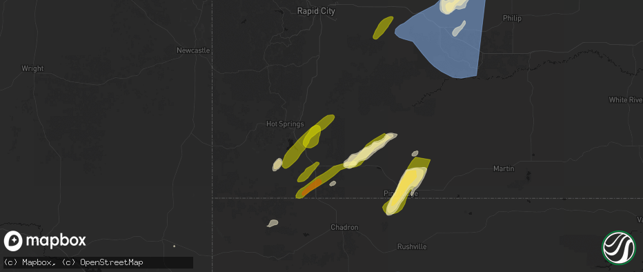 Hail map in Oral, SD on June 27, 2026