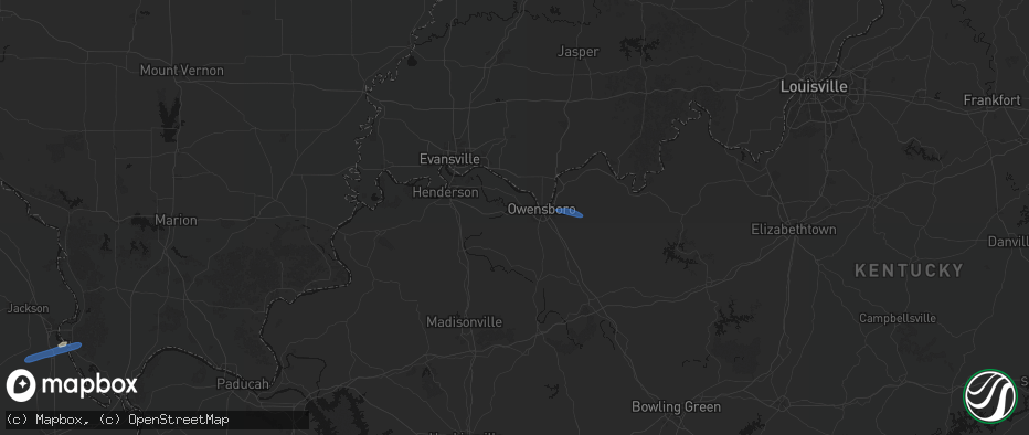 Hail map in Owensboro, KY on June 27, 2026