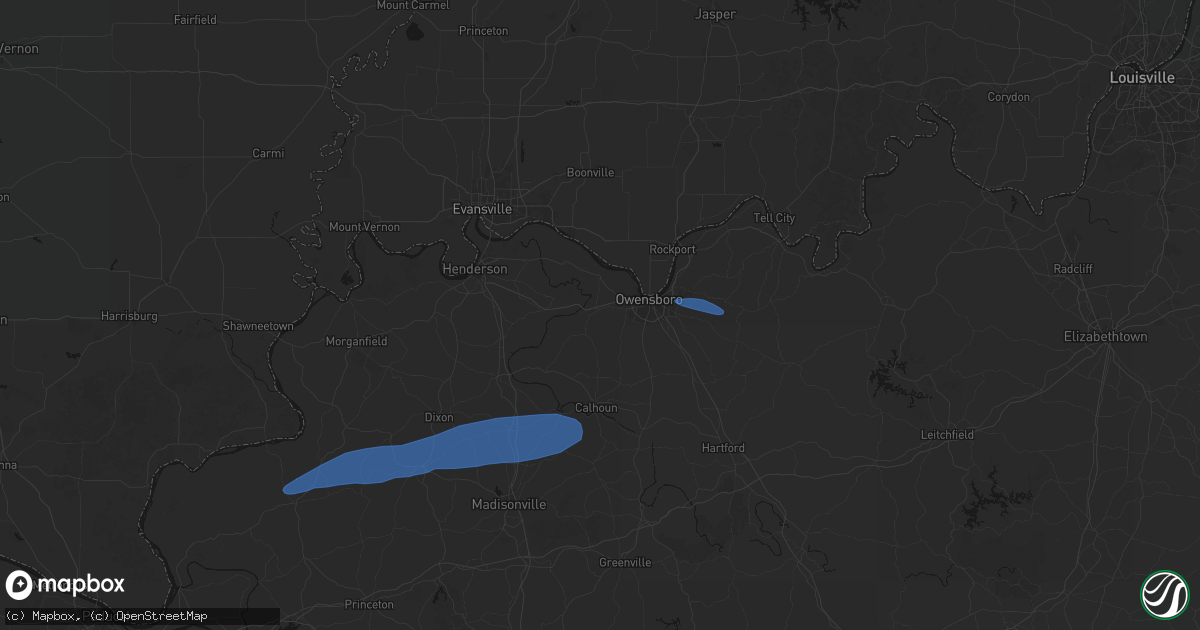 Hail map in Owensboro, KY on June 27, 2026