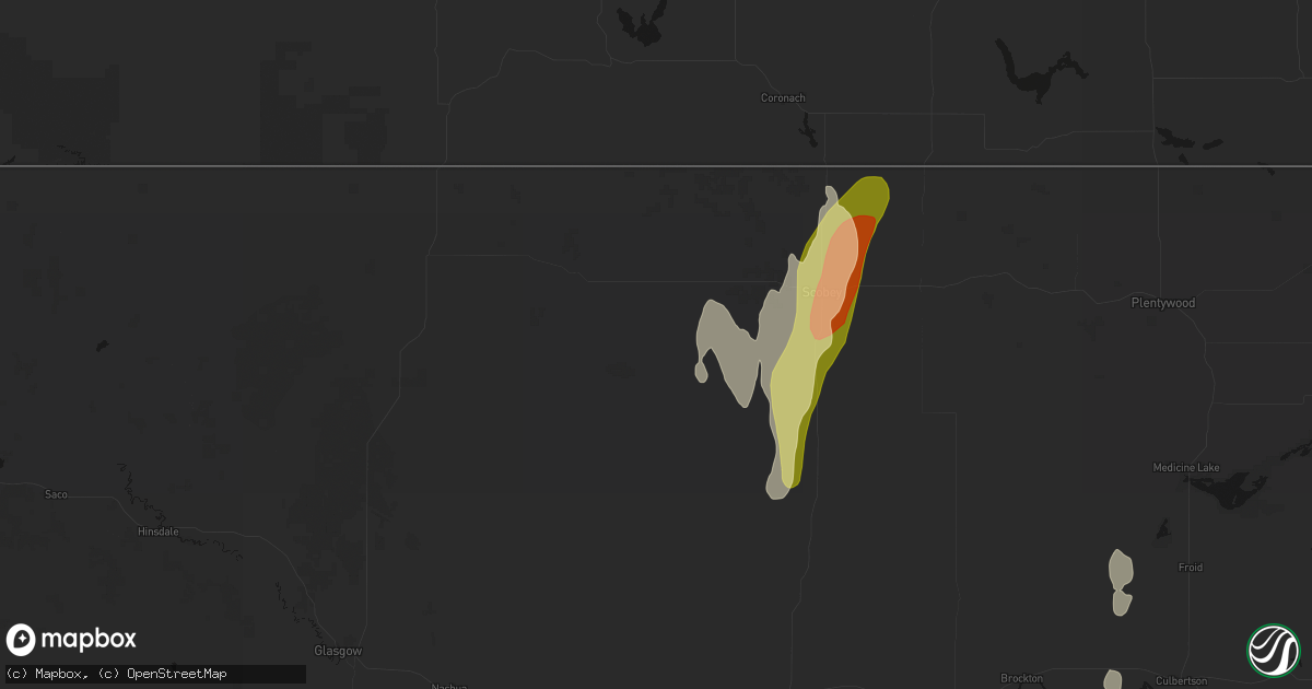 Hail map in Peerless, MT on June 27, 2026