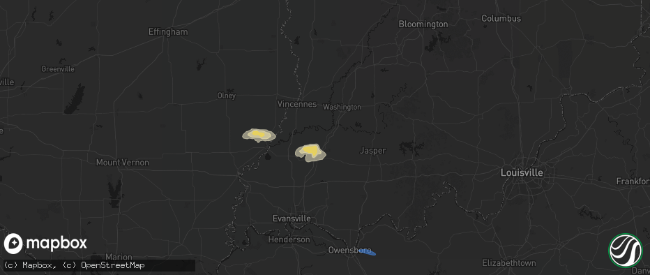 Hail map in Petersburg, IN on June 27, 2026