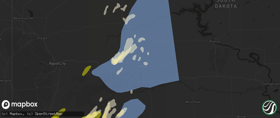 Hail map in Philip, SD on June 27, 2026