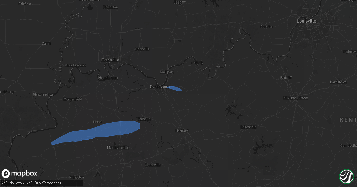 Hail map in Philpot, KY on June 27, 2026