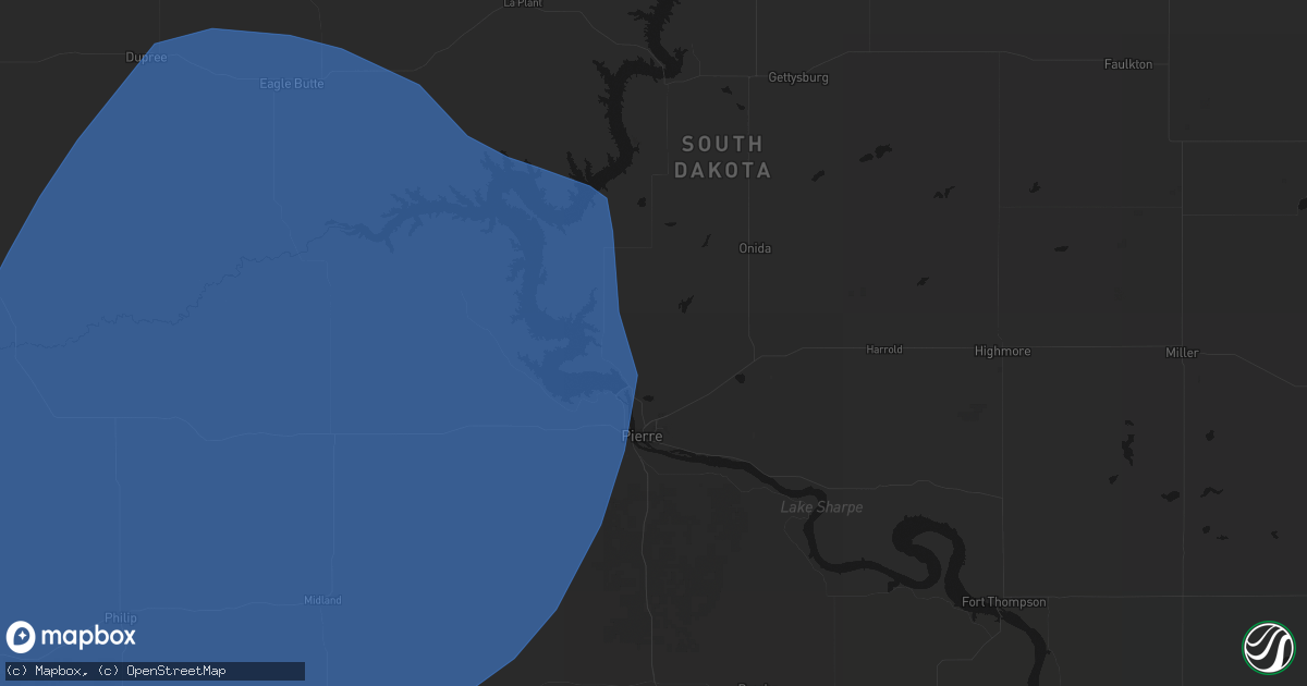Hail map in Pierre, SD on June 27, 2026