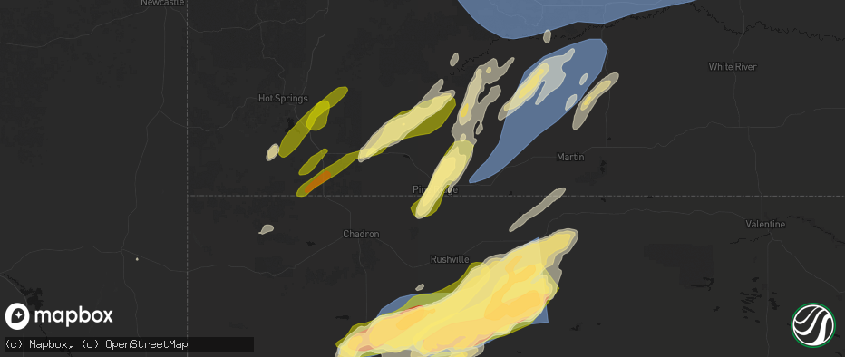 Hail map in Pine Ridge, SD on June 27, 2026