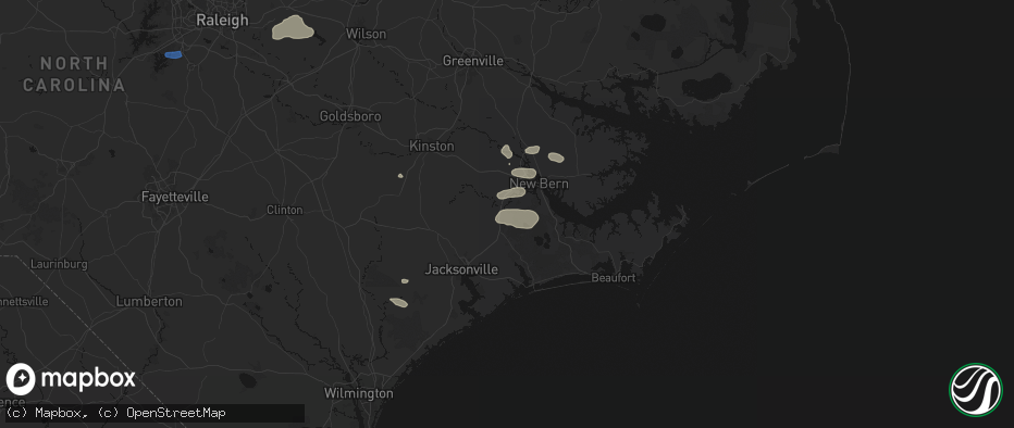 Hail map in Pollocksville, NC on June 27, 2026