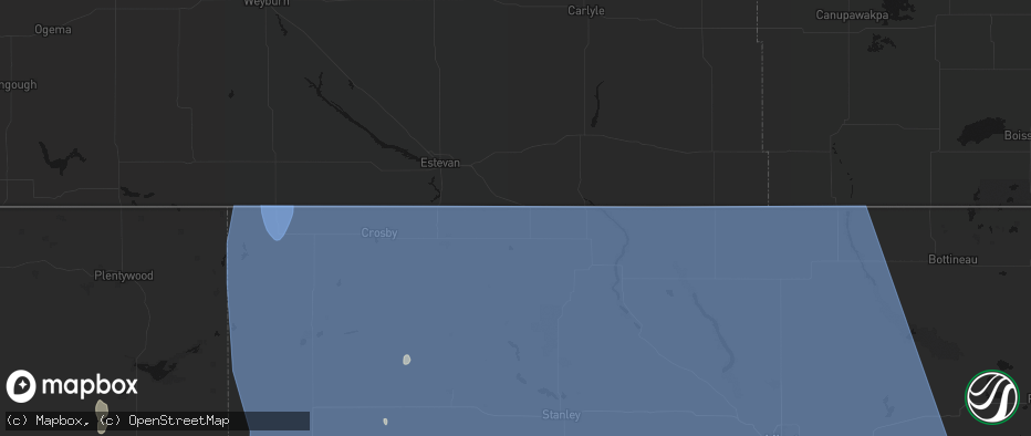 Hail map in Portal, ND on June 27, 2026