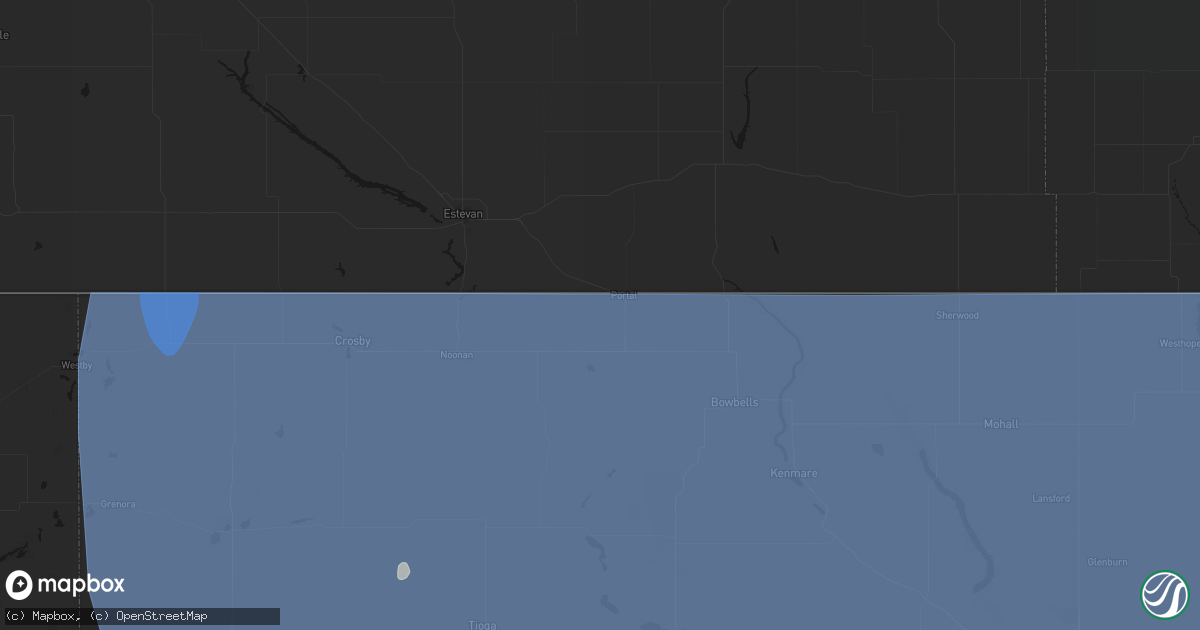 Hail map in Portal, ND on June 27, 2026