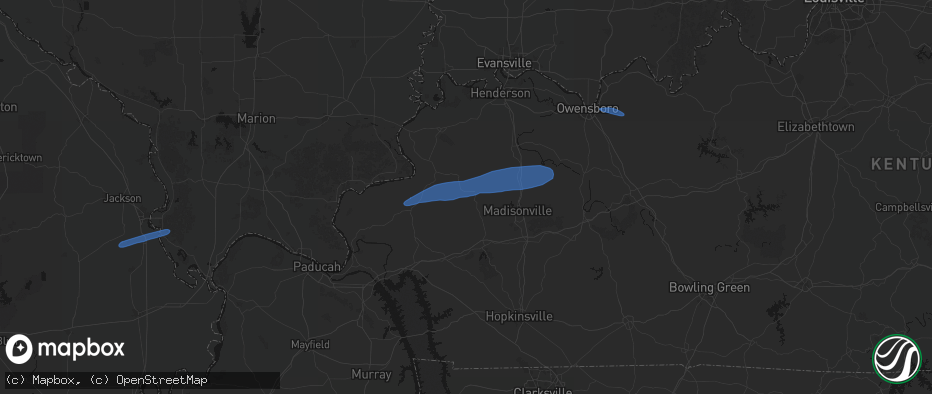 Hail map in Providence, KY on June 27, 2026