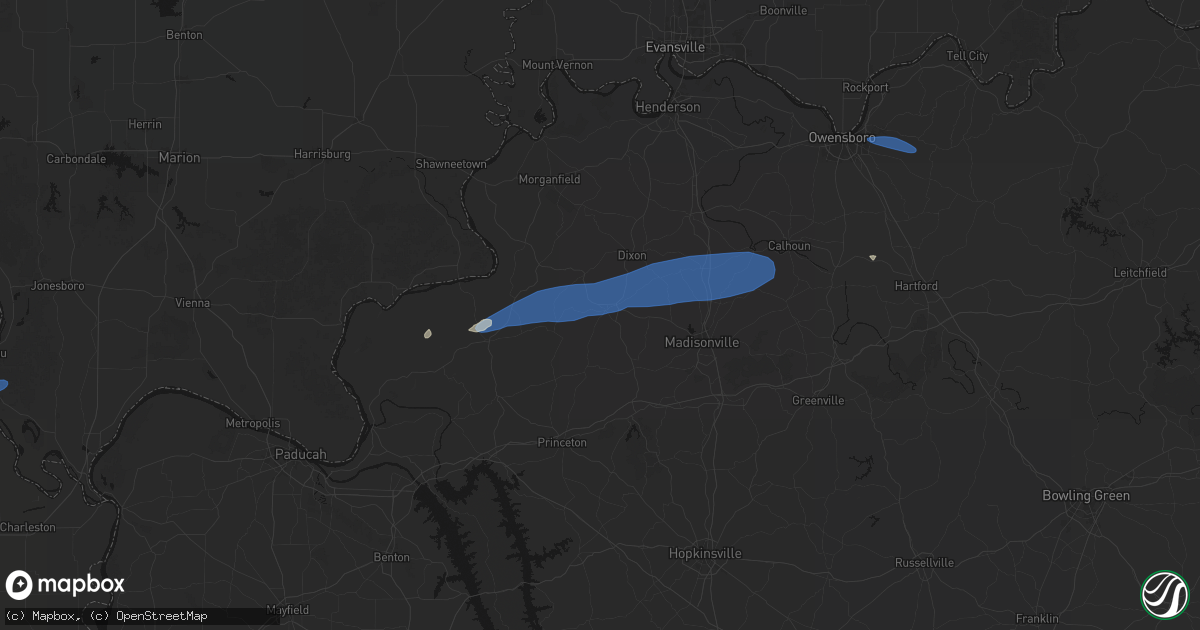 Hail map in Providence, KY on June 27, 2026
