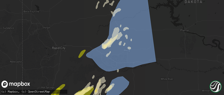 Hail map in Quinn, SD on June 27, 2026