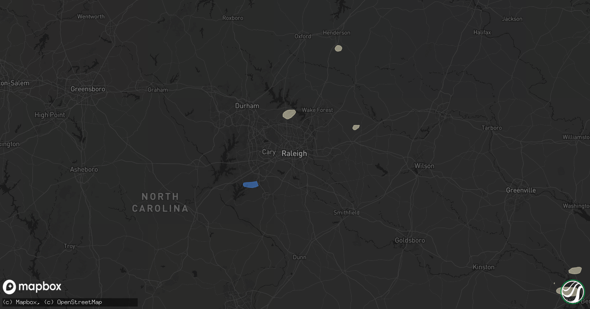Hail map in Raleigh, NC on June 27, 2026