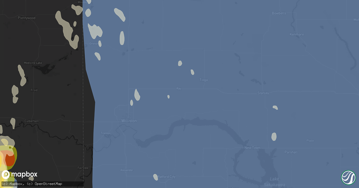 Hail map in Ray, ND on June 27, 2026