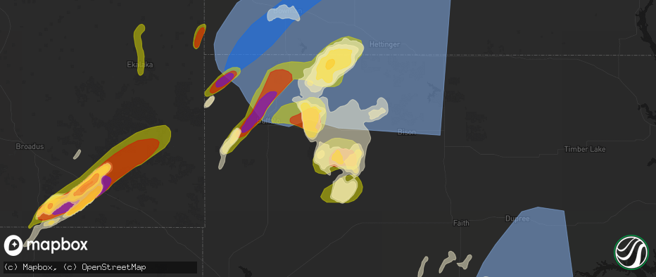 Hail map in Reva, SD on June 27, 2026