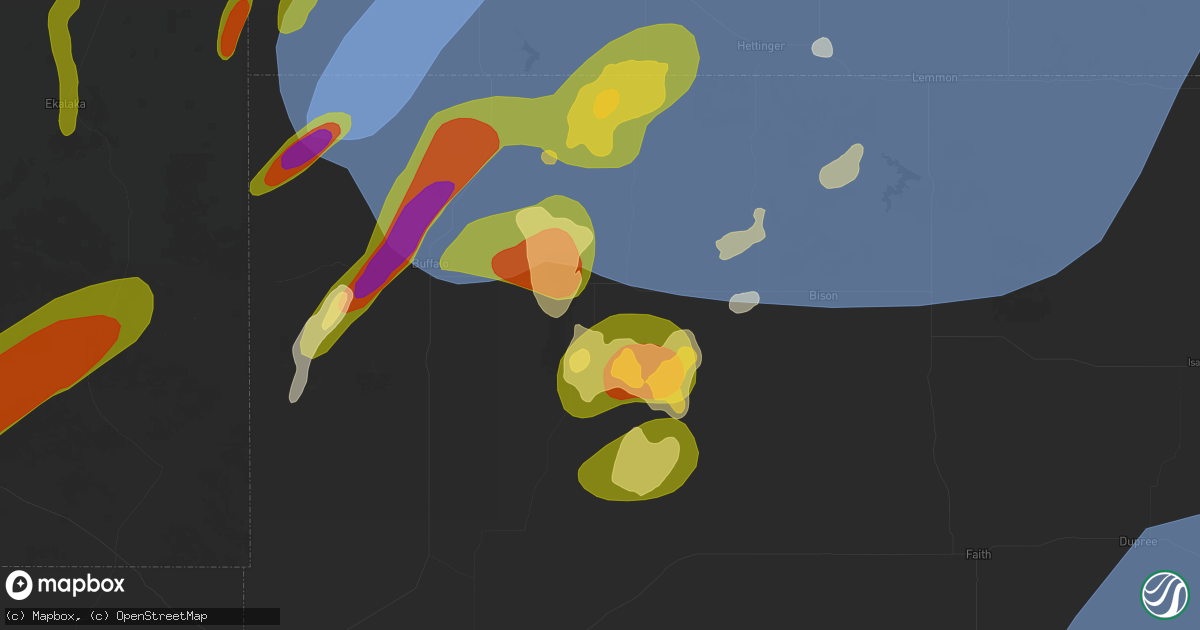 Hail map in Reva, SD on June 27, 2026