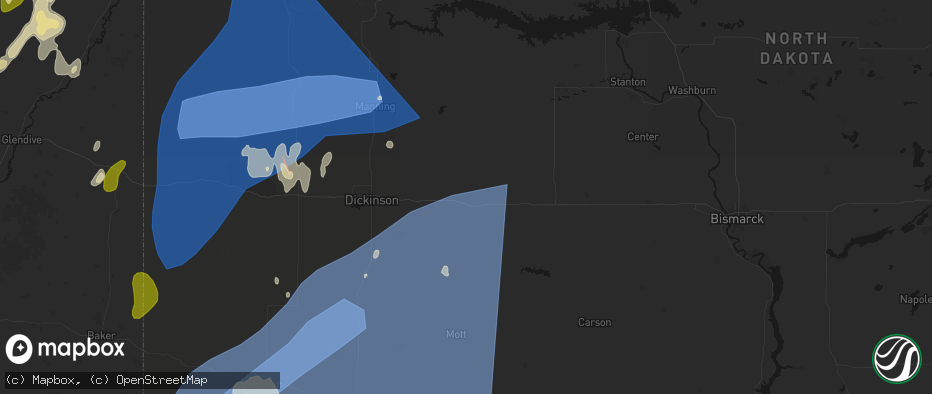 Hail map in Richardton, ND on June 27, 2026