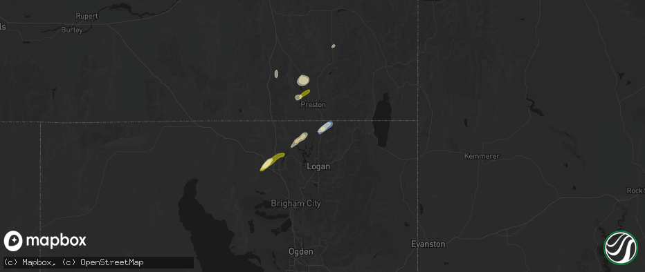 Hail map in Richmond, UT on June 27, 2026
