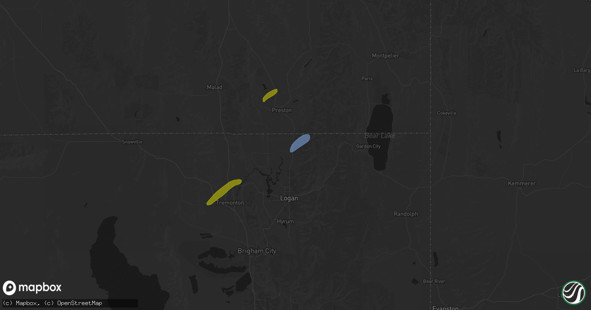 Hail map in Richmond, UT on June 27, 2026