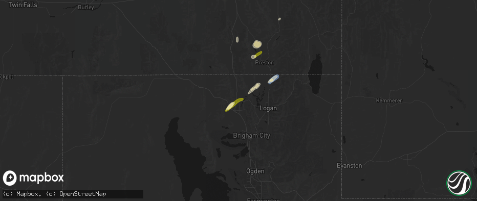 Hail map in Riverside, UT on June 27, 2026