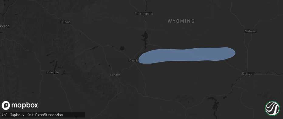 Hail map in Riverton, WY on June 27, 2026