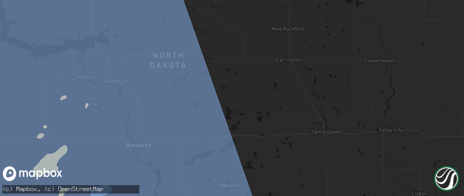 Hail map in Robinson, ND on June 27, 2026