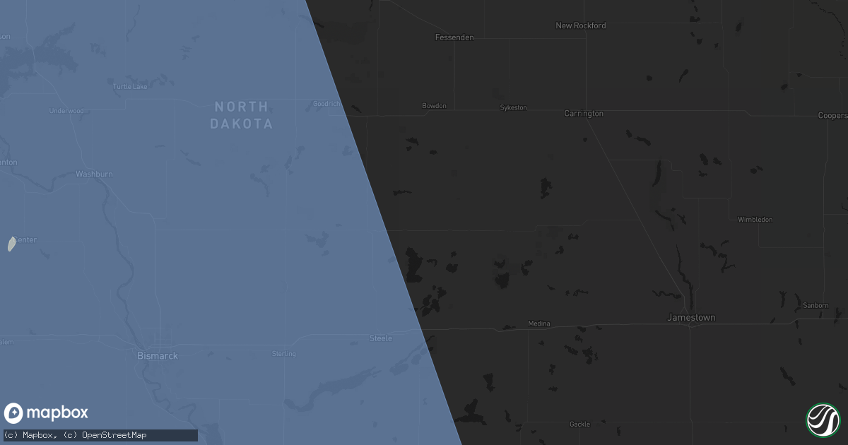 Hail map in Robinson, ND on June 27, 2026
