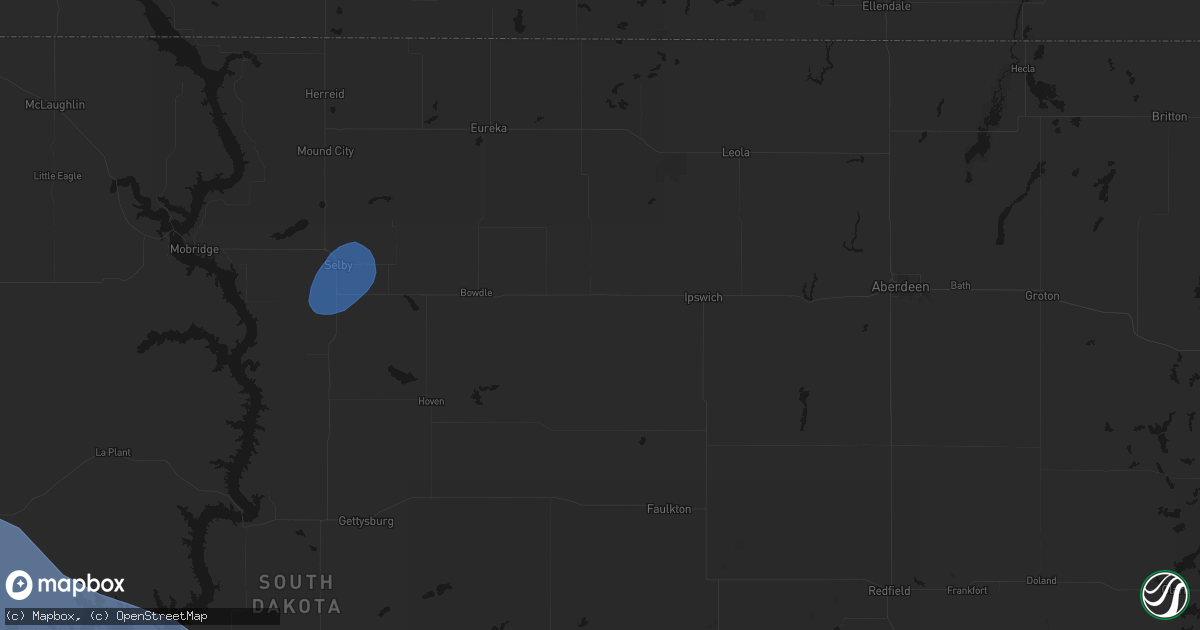 Hail map in Roscoe, SD on June 27, 2026