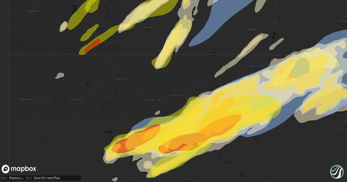 Hail map in Rushville, NE on June 27, 2026