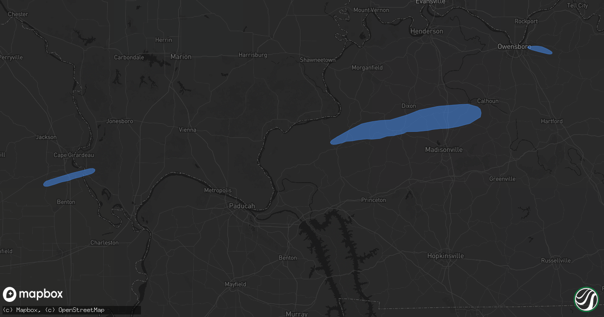 Hail map in Salem, KY on June 27, 2026