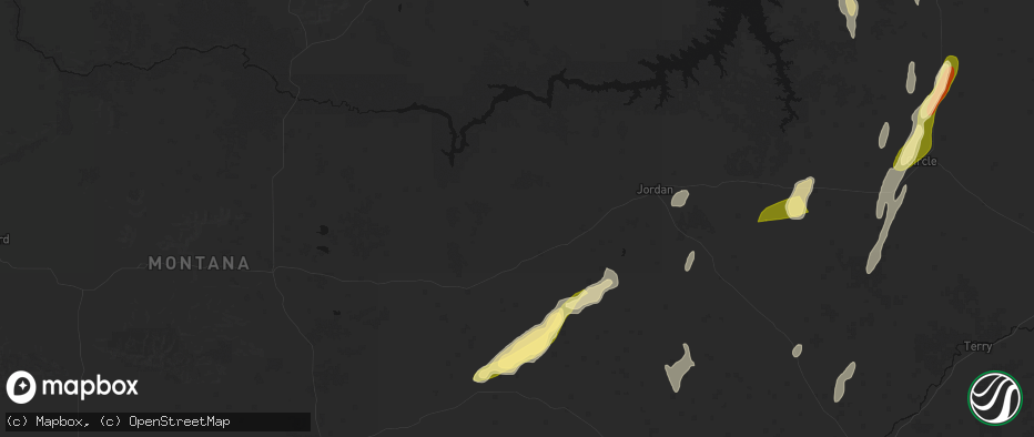 Hail map in Sand Springs, MT on June 27, 2026