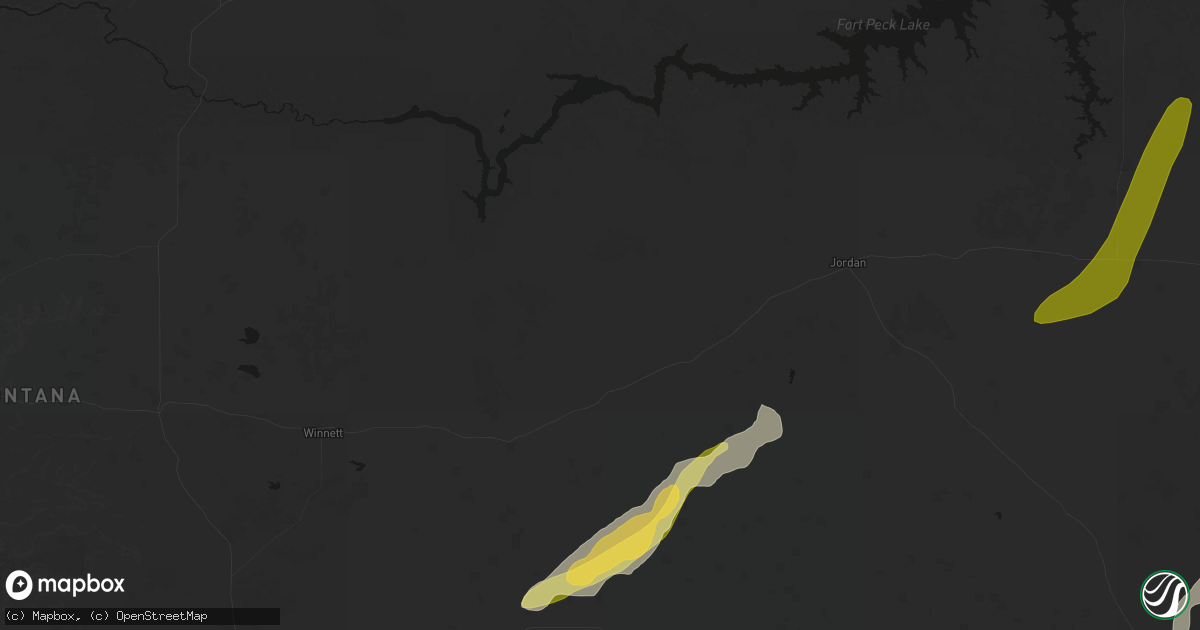 Hail map in Sand Springs, MT on June 27, 2026