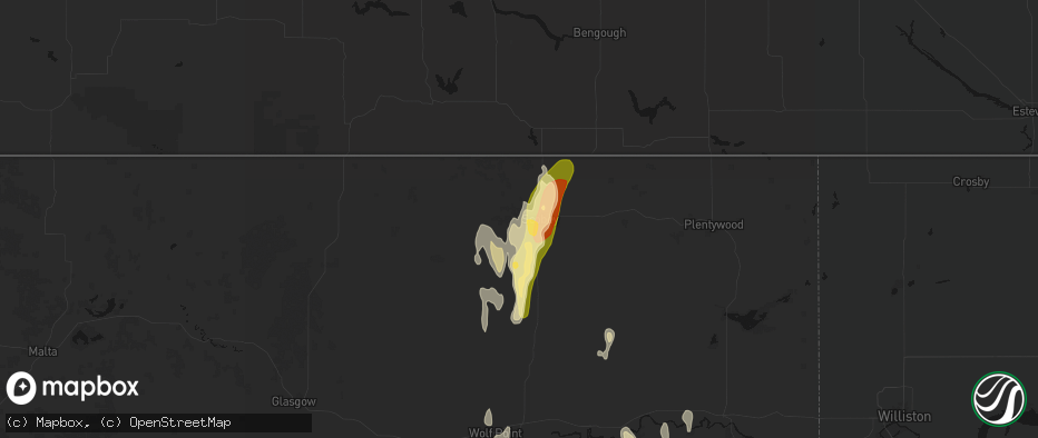 Hail map in Scobey, MT on June 27, 2026