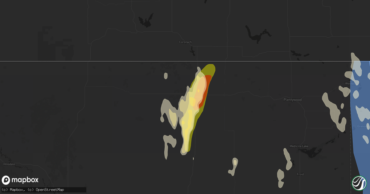 Hail map in Scobey, MT on June 27, 2026