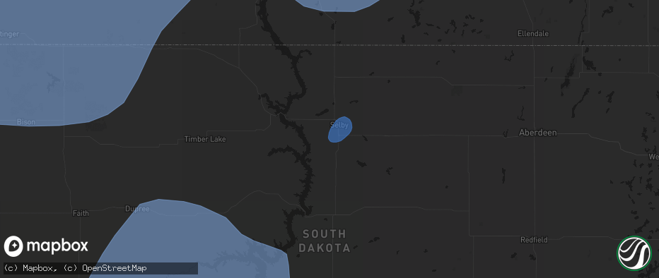 Hail map in Selby, SD on June 27, 2026