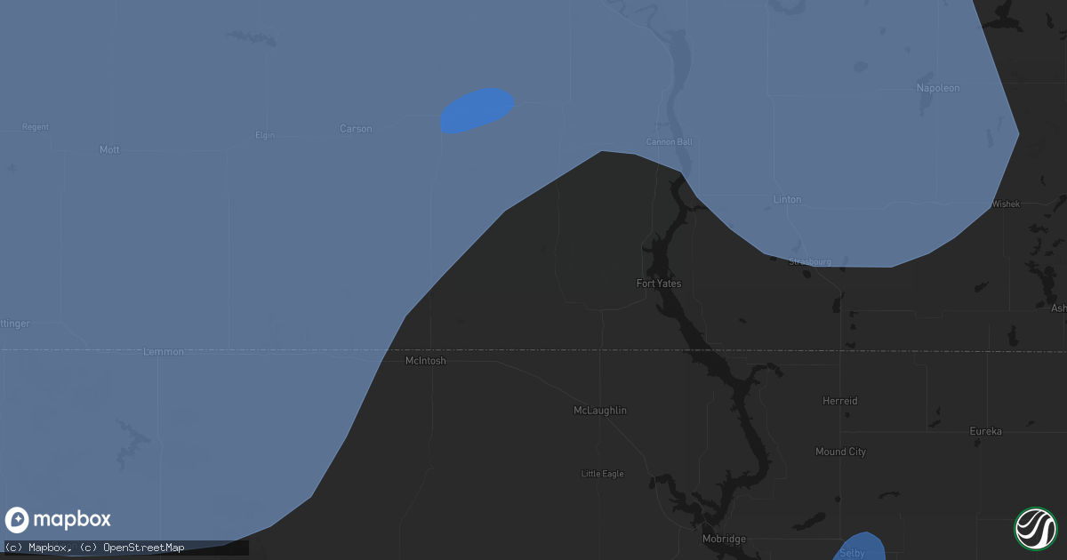 Hail map in Selfridge, ND on June 27, 2026