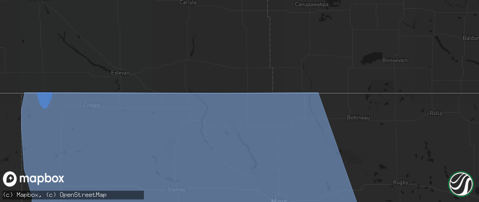 Hail map in Sherwood, ND on June 27, 2026