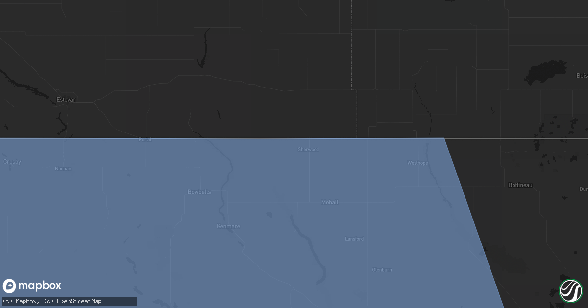 Hail map in Sherwood, ND on June 27, 2026