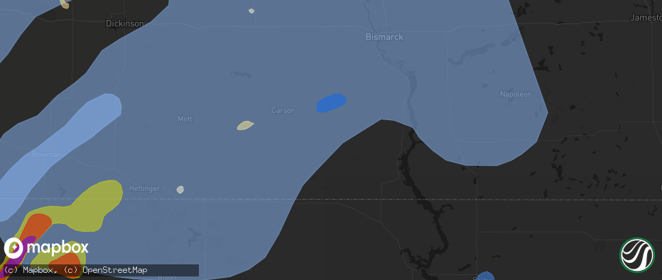 Hail map in Shields, ND on June 27, 2026
