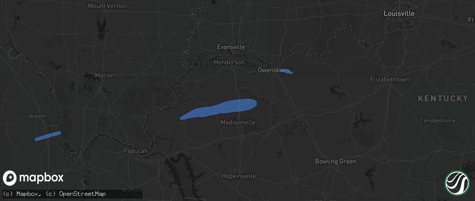 Hail map in Slaughters, KY on June 27, 2026