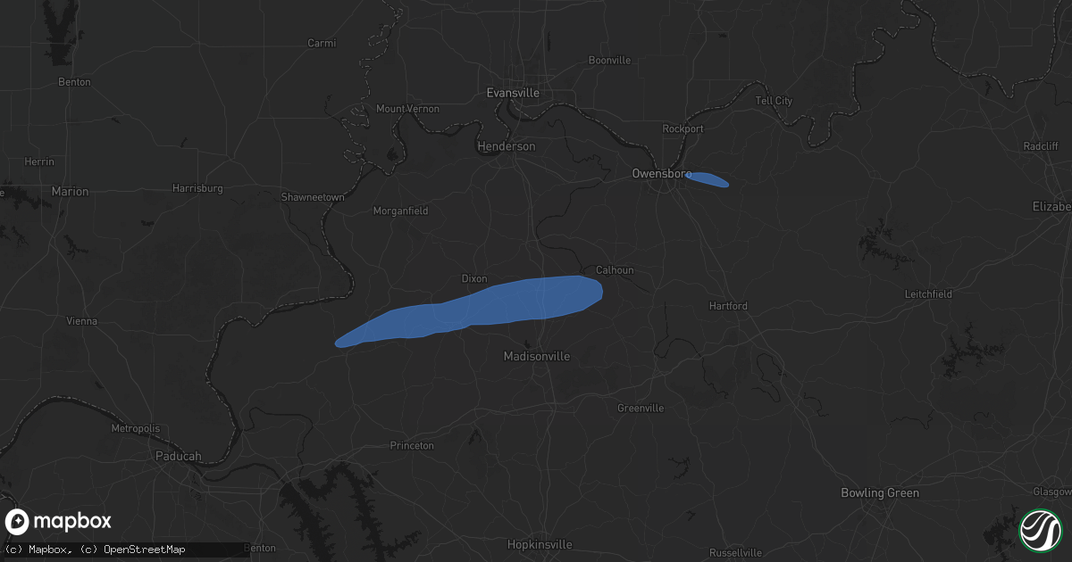 Hail map in Slaughters, KY on June 27, 2026