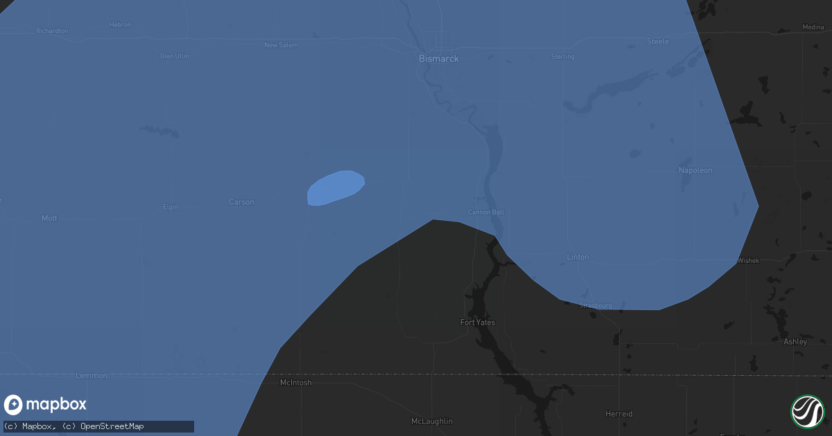 Hail map in Solen, ND on June 27, 2026