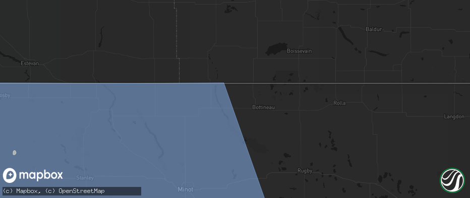 Hail map in Souris, ND on June 27, 2026