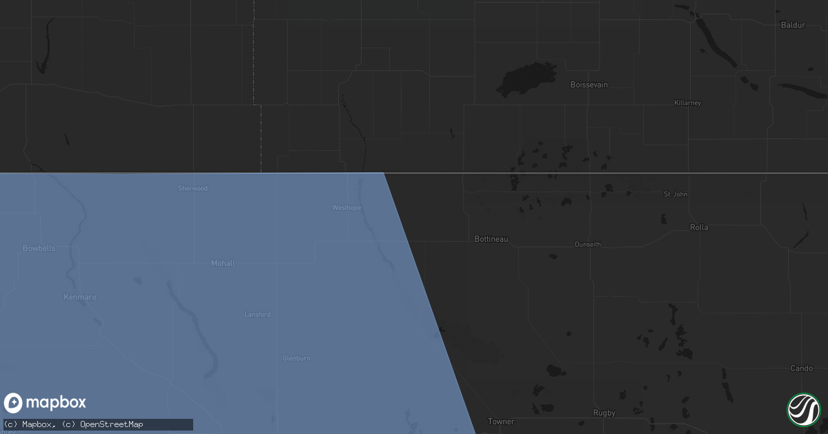 Hail map in Souris, ND on June 27, 2026