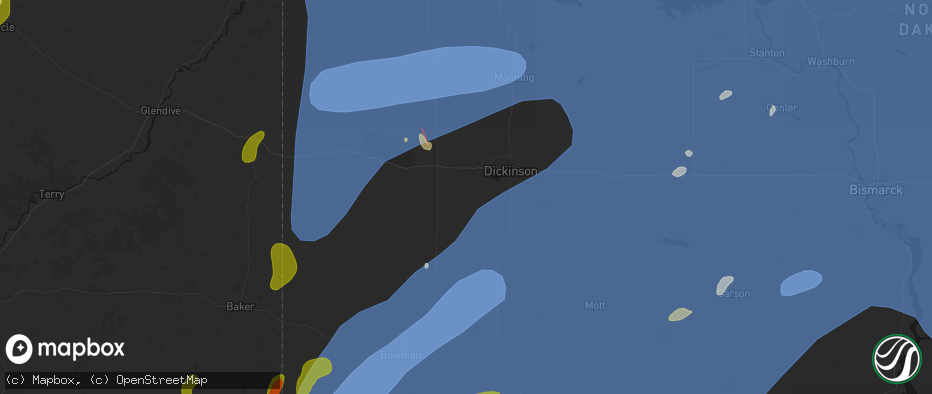 Hail map in South Heart, ND on June 27, 2026